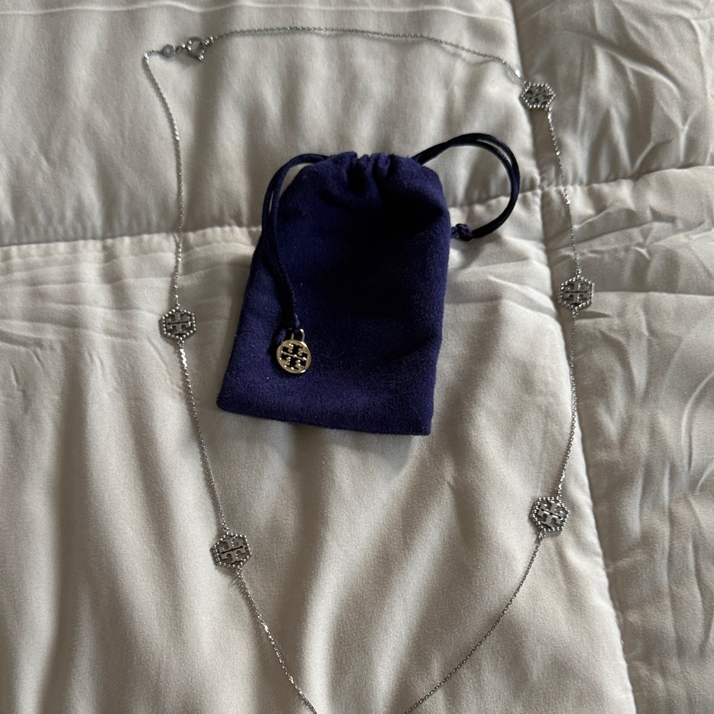 Tory Burch silver long necklace